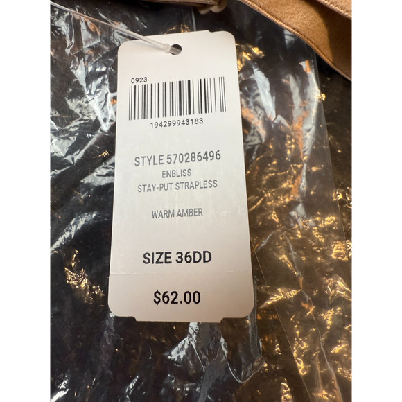 Soma 36DD Enbliss Stay-Put Strapless Bra Warm Amber - Picture 3 of 12